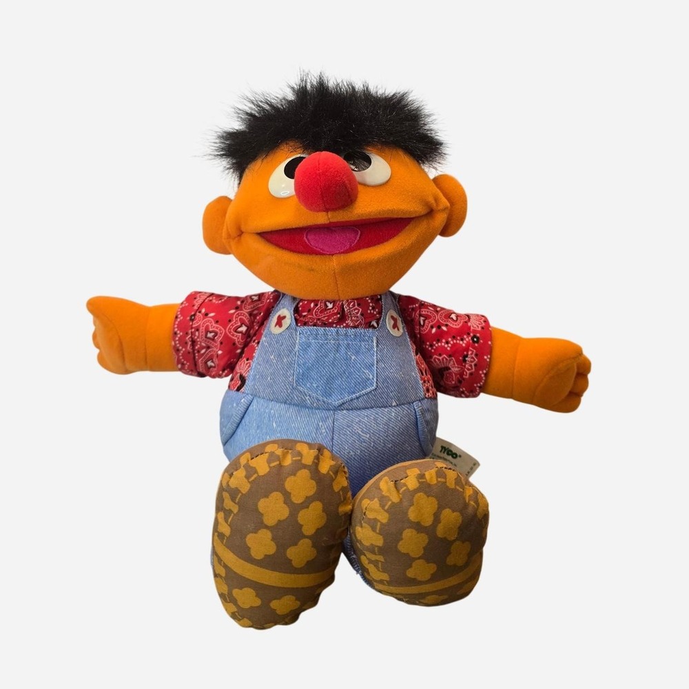 Vintage 1995 Tyco Sesame Street Talking Farmer Ernie Doll Sings "Old McDonald"